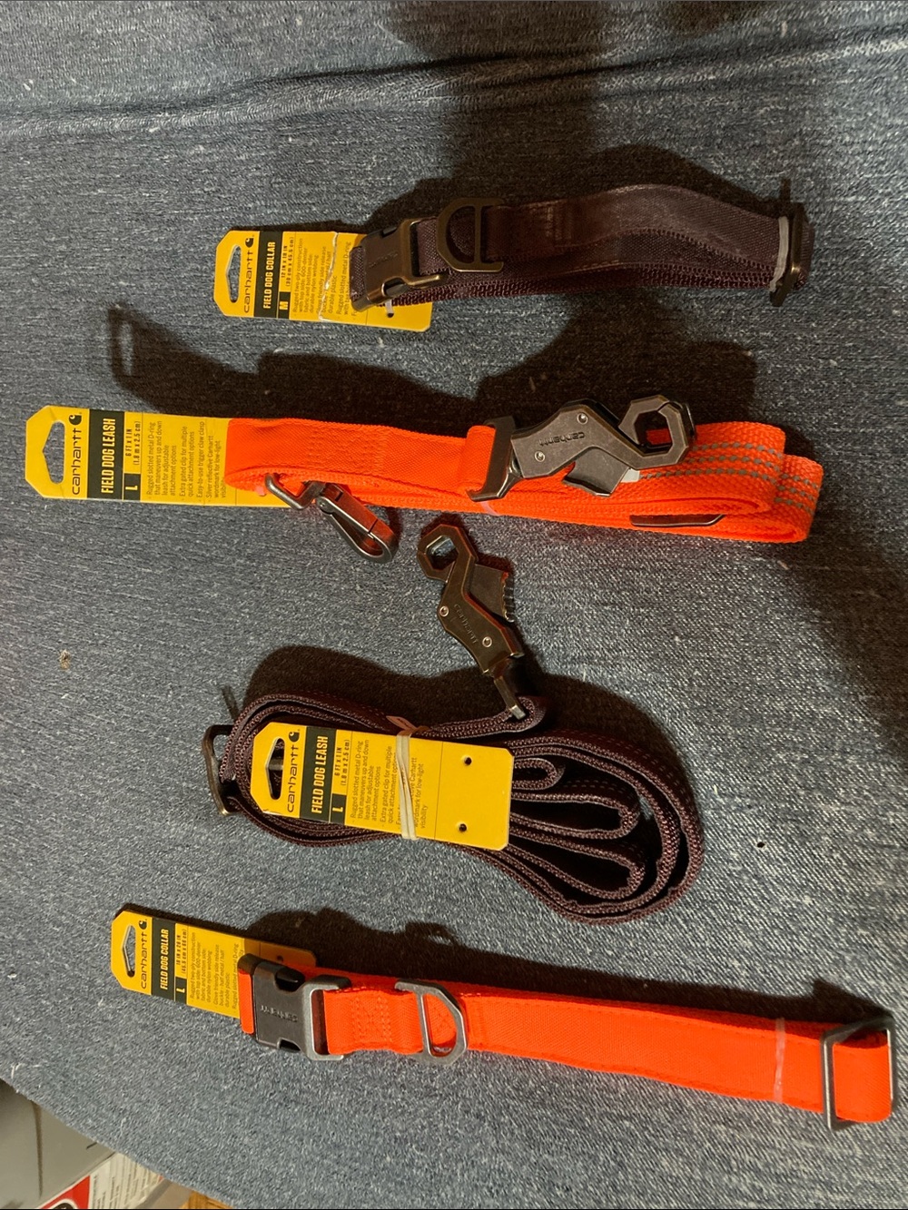 Carhartt Orange and Brown Safety Dog Leash and Collar Set